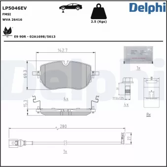 Jeu de 4 plaquettes de frein avant DELPHI LP5046EV