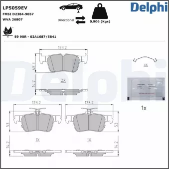 Jeu de 4 plaquettes de frein arrière DELPHI