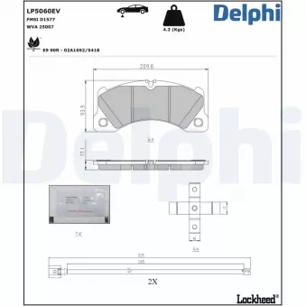 Jeu de 4 plaquettes de frein avant DELPHI LP5060EV