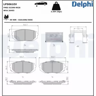 Jeu de 4 plaquettes de frein avant DELPHI LP5061EV
