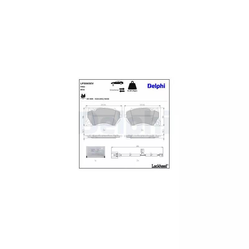 Jeu de 4 plaquettes de frein avant DELPHI LP5065EV