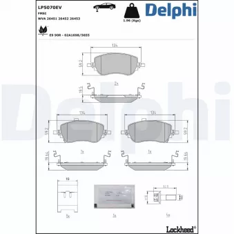 Jeu de 4 plaquettes de frein avant DELPHI LP5070EV