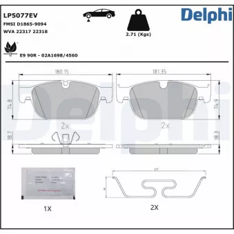 Jeu de 4 plaquettes de frein avant DELPHI