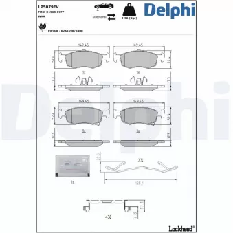 Jeu de 4 plaquettes de frein avant DELPHI LP5079EV