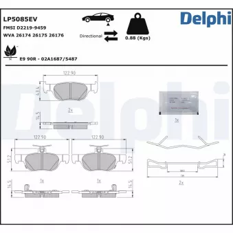 Jeu de 4 plaquettes de frein arrière DELPHI
