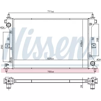 Radiateur, refroidissement du moteur NISSENS 606383