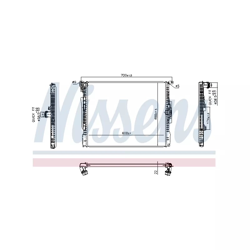 Radiateur, refroidissement du moteur NISSENS 606513
