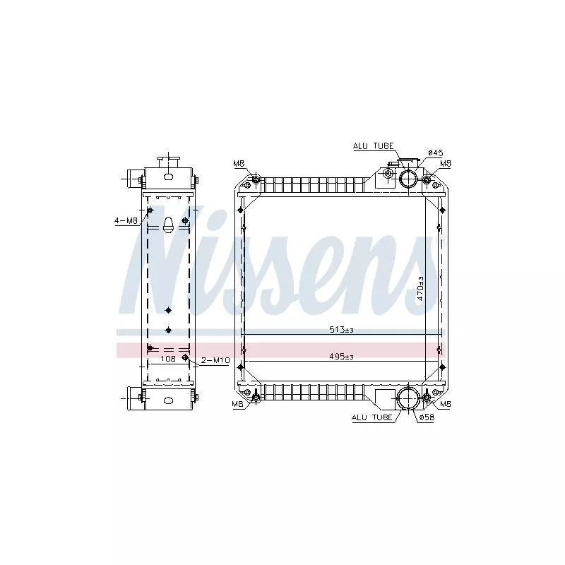 Radiateur, refroidissement du moteur NISSENS 607003
