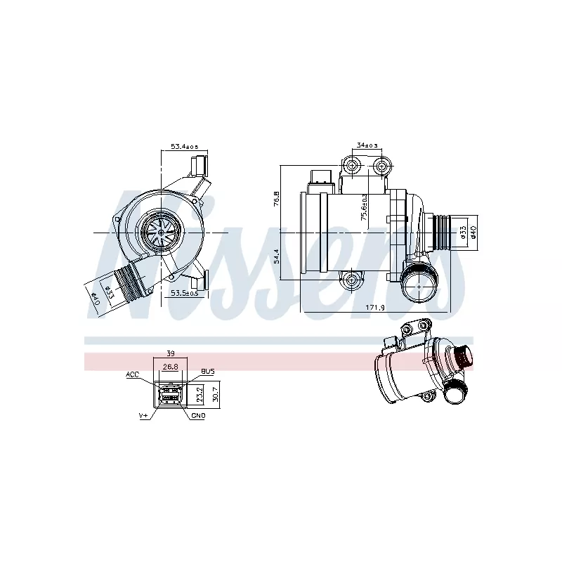 Pompe à eau, refroidissement du moteur NISSENS 832142