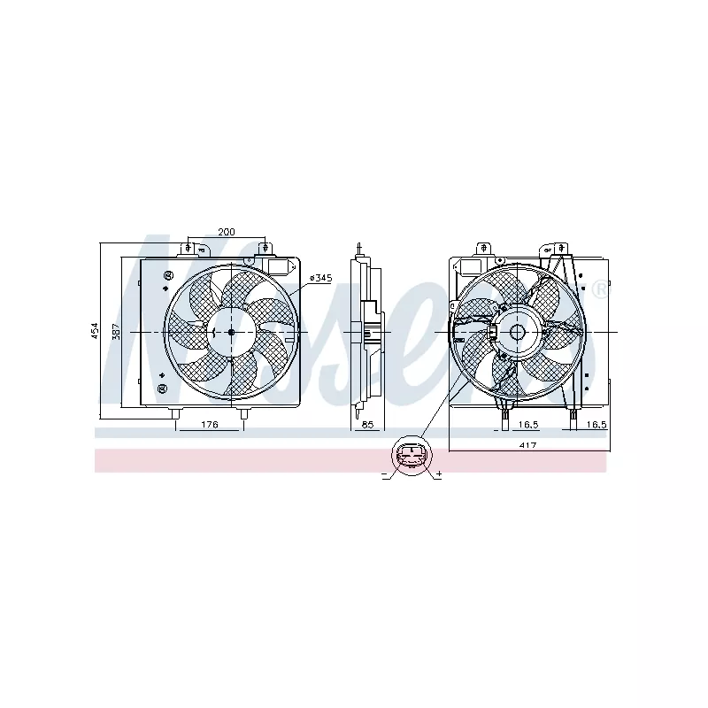 Ventilateur, refroidissement du moteur NISSENS 850087
