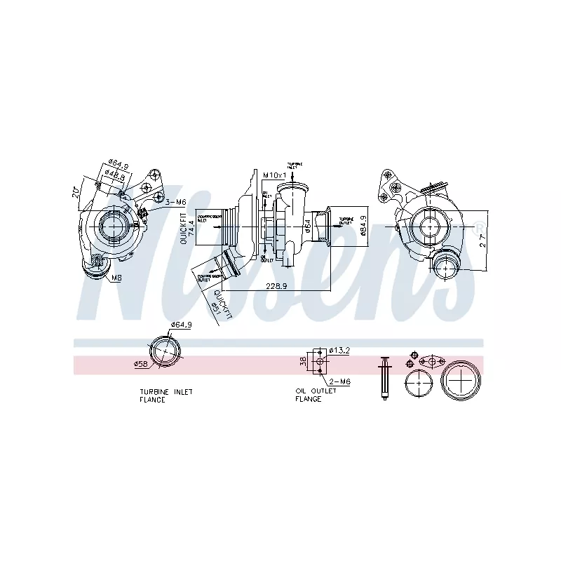 Turbocompresseur, suralimentation NISSENS 93323