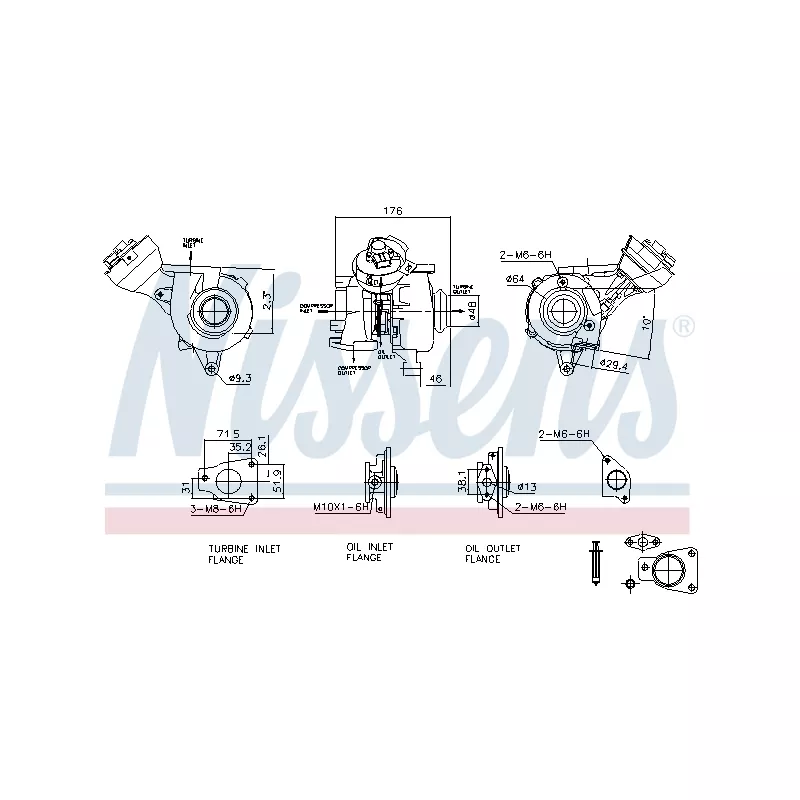 Turbocompresseur, suralimentation NISSENS 93482