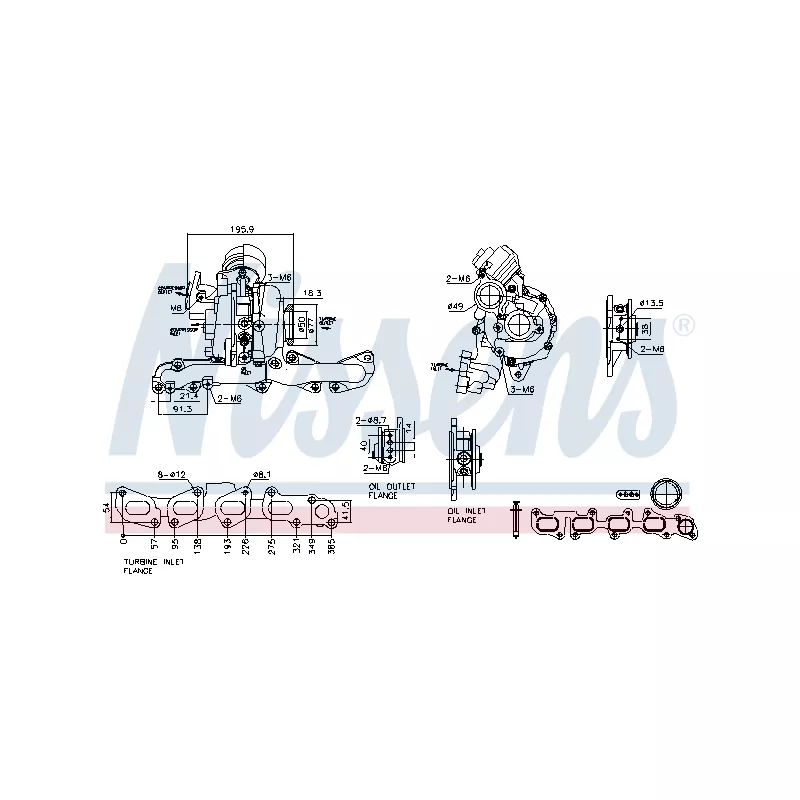 Turbocompresseur, suralimentation NISSENS 93506