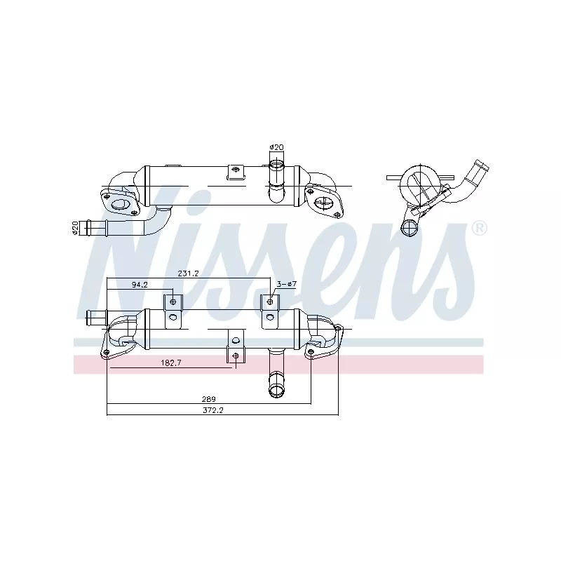 Radiateur, réaspiration des gaz d'échappement NISSENS 989417