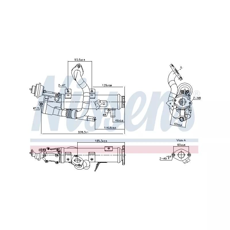 Radiateur, réaspiration des gaz d'échappement NISSENS 989448