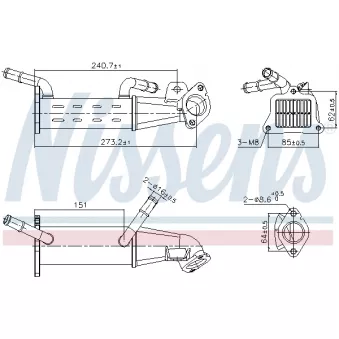 Radiateur, réaspiration des gaz d'échappement NISSENS 989451
