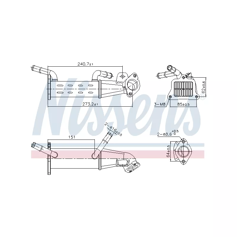 Radiateur, réaspiration des gaz d'échappement NISSENS 989451