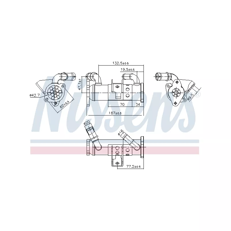 Radiateur, réaspiration des gaz d'échappement NISSENS 989473