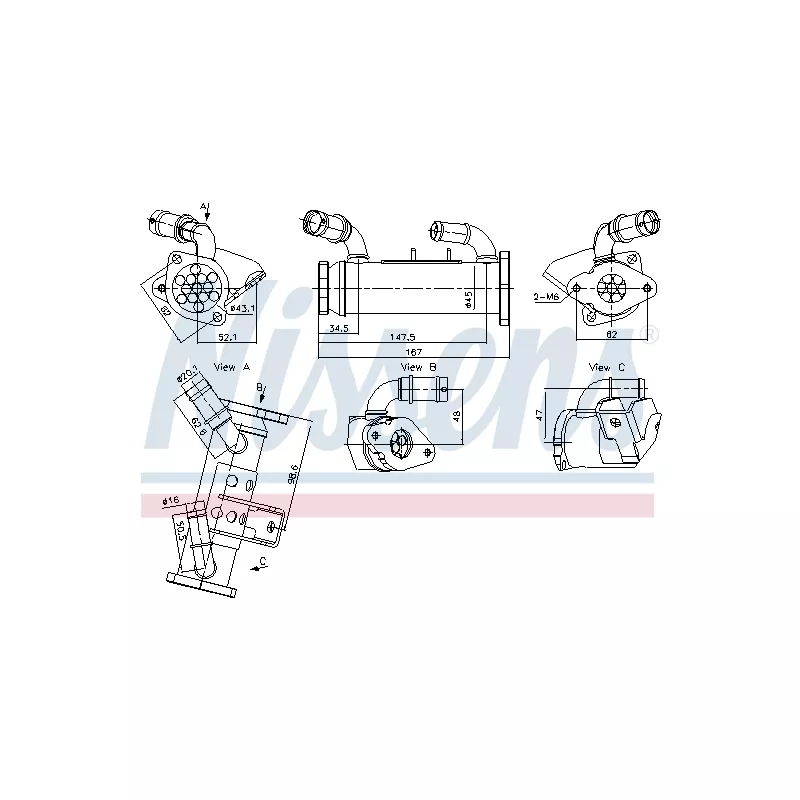 Radiateur, réaspiration des gaz d'échappement NISSENS 989474