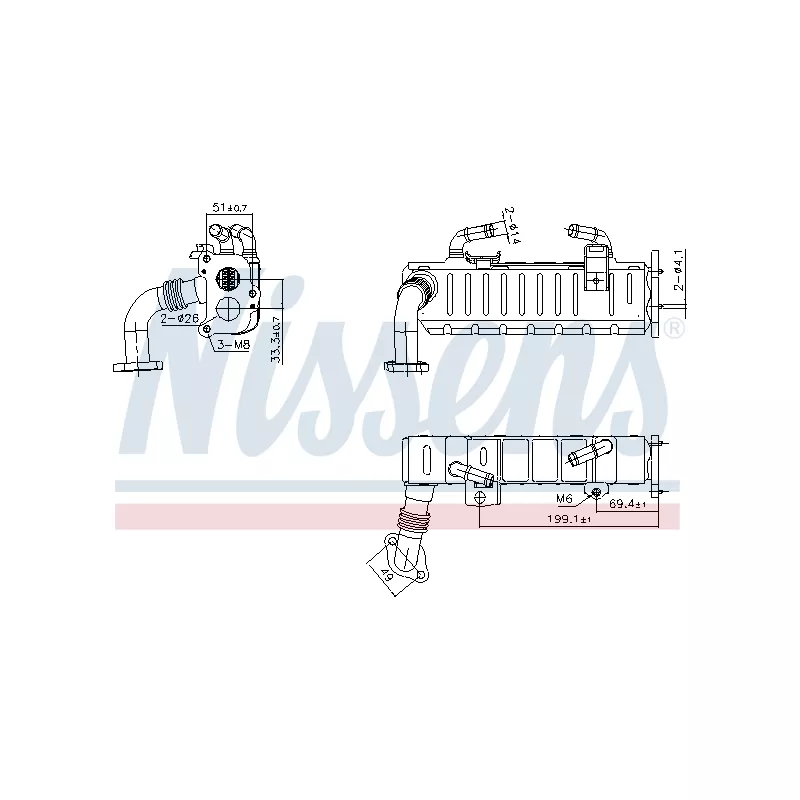 Radiateur, réaspiration des gaz d'échappement NISSENS 989475