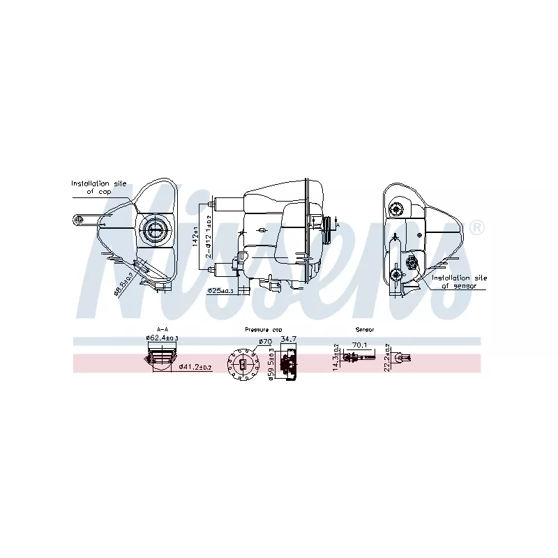 Vase d'expansion, liquide de refroidissement NISSENS 996191