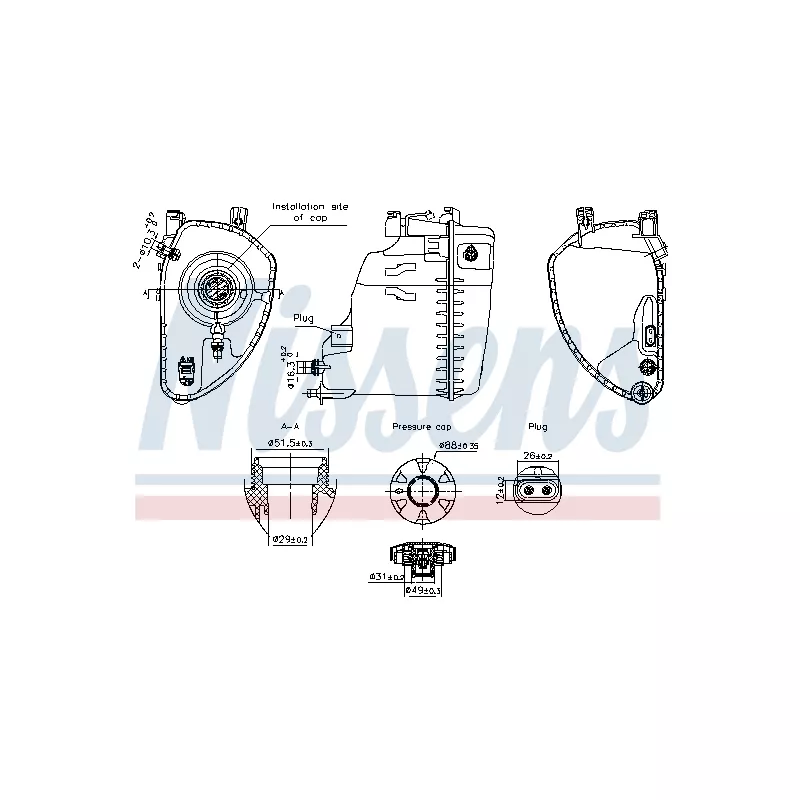 Vase d'expansion, liquide de refroidissement NISSENS 996198