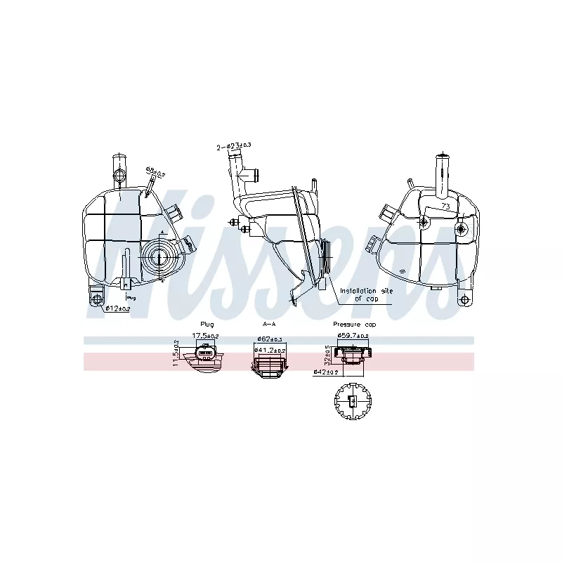 Vase d'expansion, liquide de refroidissement NISSENS 996202