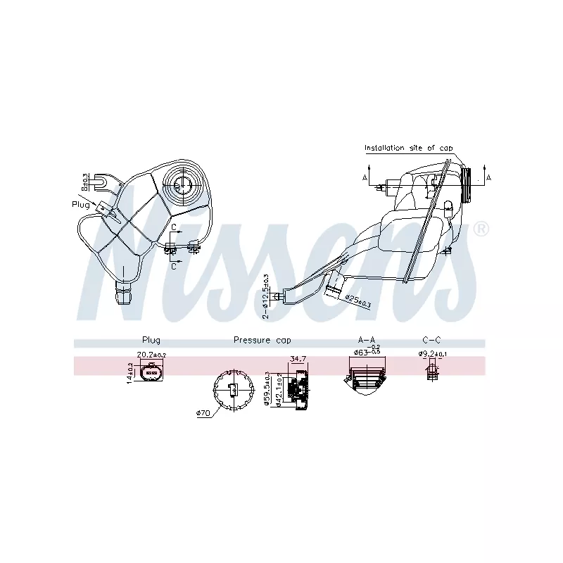 Vase d'expansion, liquide de refroidissement NISSENS 996204