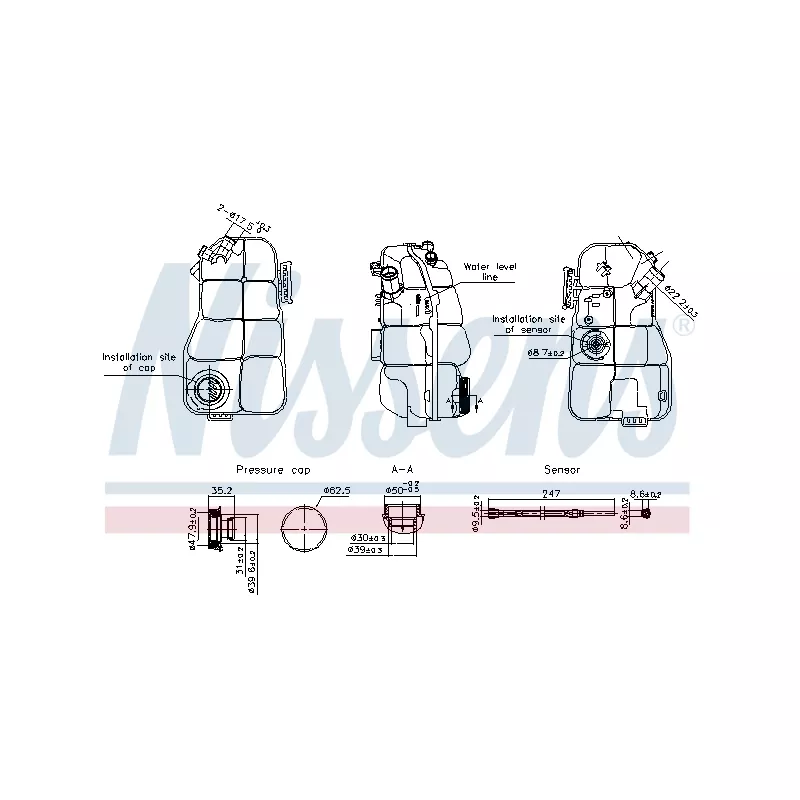 Vase d'expansion, liquide de refroidissement NISSENS 996215