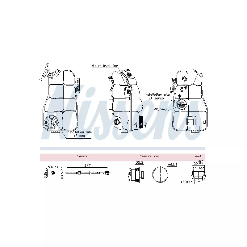 Vase d'expansion, liquide de refroidissement NISSENS 996216