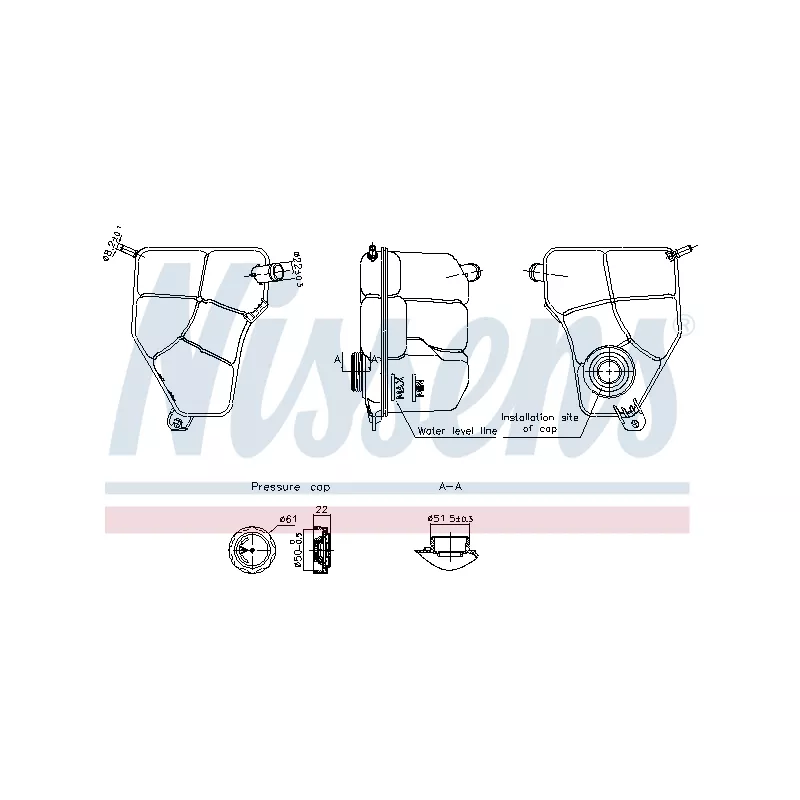 Vase d'expansion, liquide de refroidissement NISSENS 996217