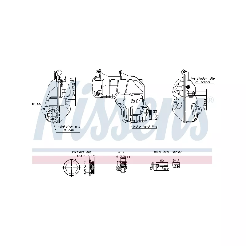 Vase d'expansion, liquide de refroidissement NISSENS 996221