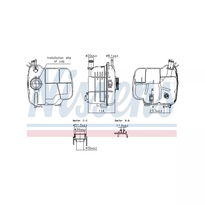 Vase d'expansion, liquide de refroidissement NISSENS 996224
