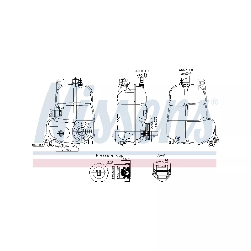 Vase d'expansion, liquide de refroidissement NISSENS 996228