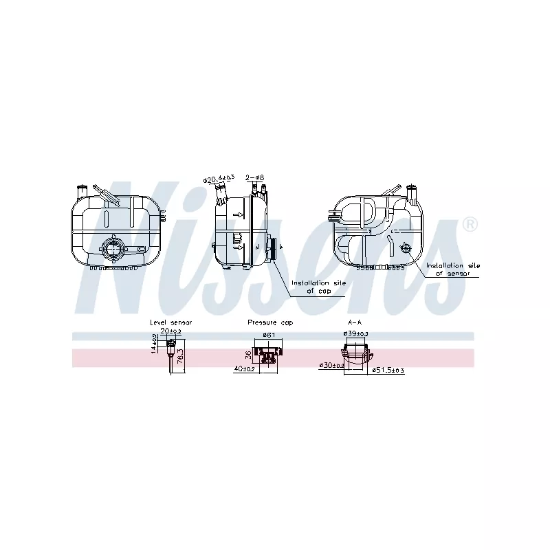 Vase d'expansion, liquide de refroidissement NISSENS 996243