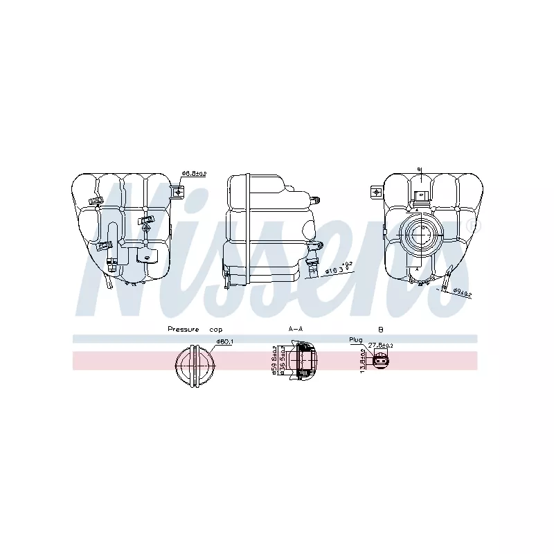 Vase d'expansion, liquide de refroidissement NISSENS 996255
