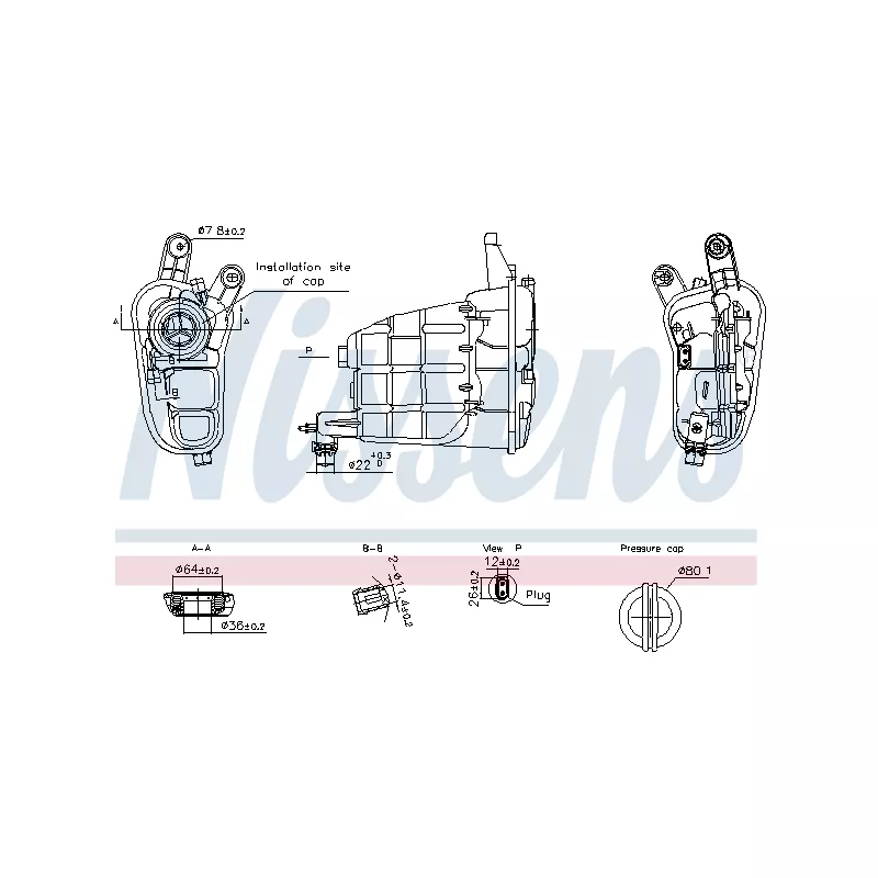 Vase d'expansion, liquide de refroidissement NISSENS 996301