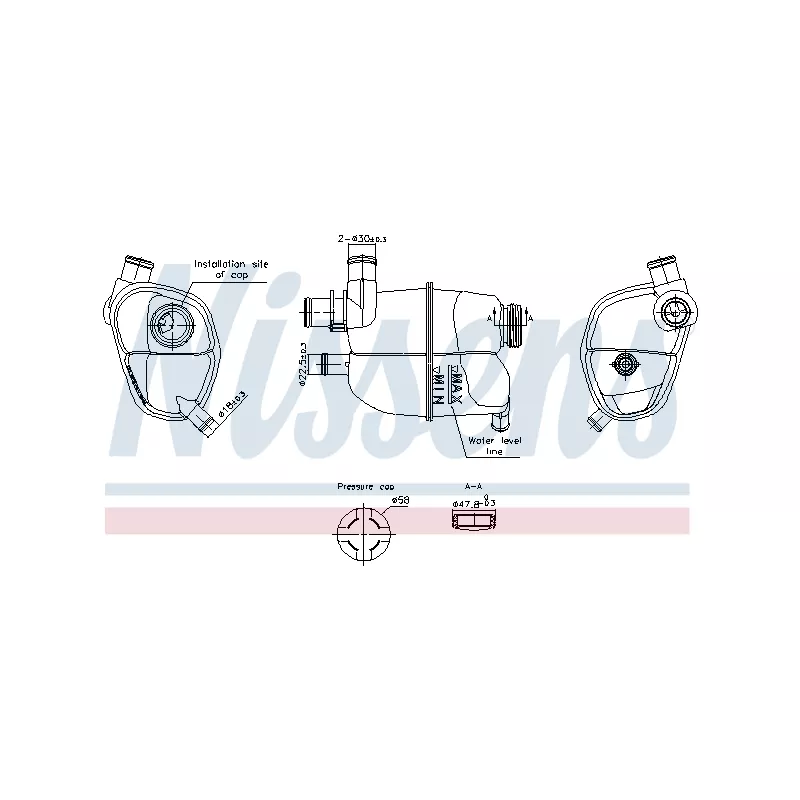 Vase d'expansion, liquide de refroidissement NISSENS 996302
