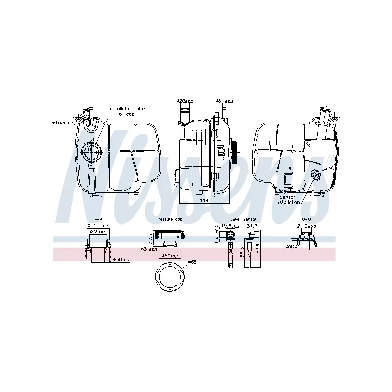 Vase d'expansion, liquide de refroidissement NISSENS 996305