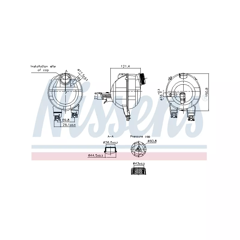 Vase d'expansion, liquide de refroidissement NISSENS 996306