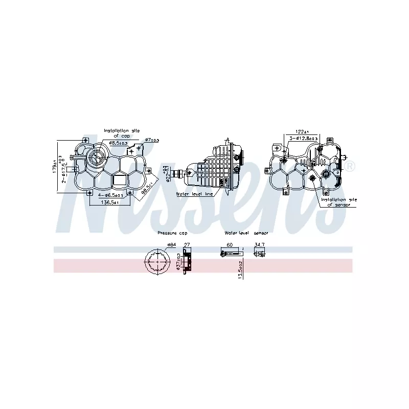 Vase d'expansion, liquide de refroidissement NISSENS 996316