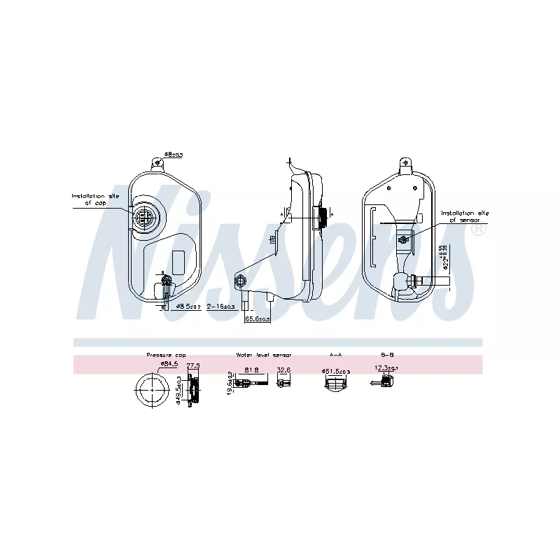 Vase d'expansion, liquide de refroidissement NISSENS 996327