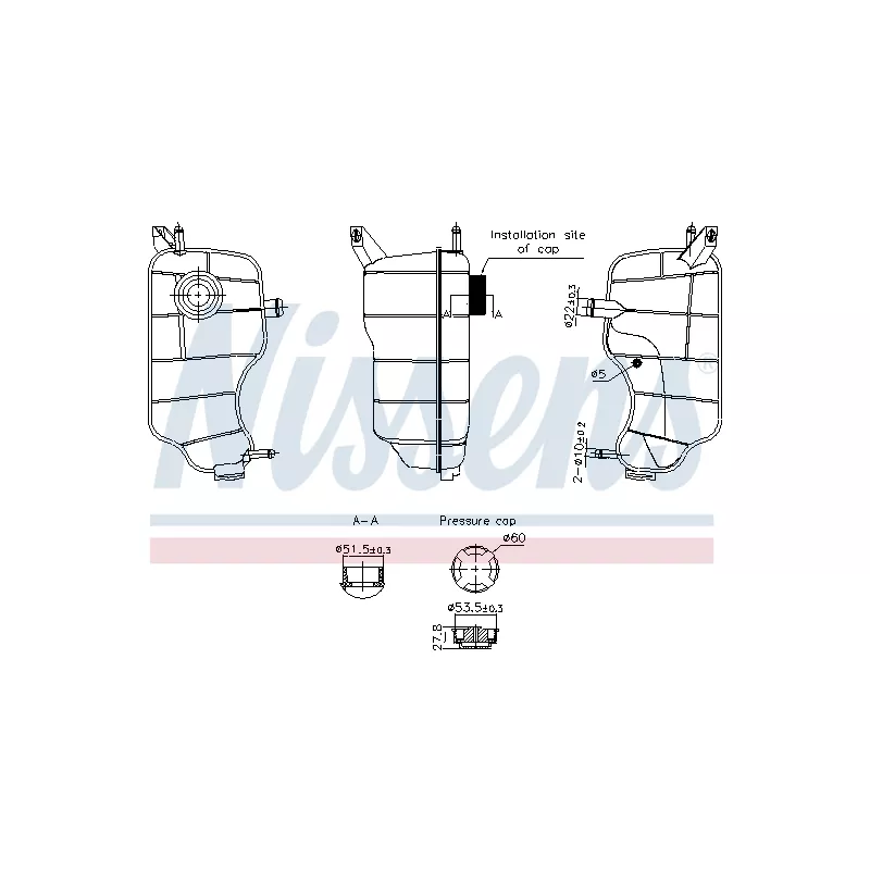 Vase d'expansion, liquide de refroidissement NISSENS 996338