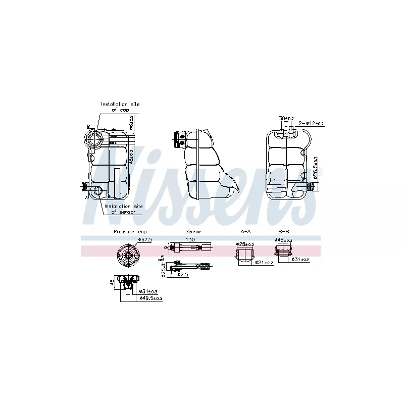 Vase d'expansion, liquide de refroidissement NISSENS 996344