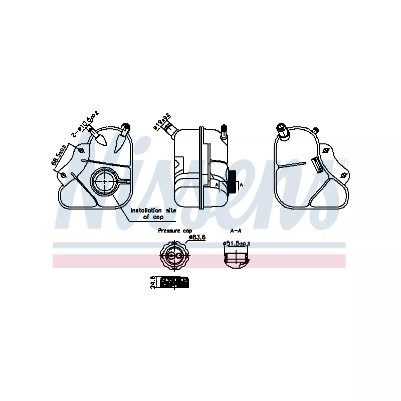 Vase d'expansion, liquide de refroidissement NISSENS 996354