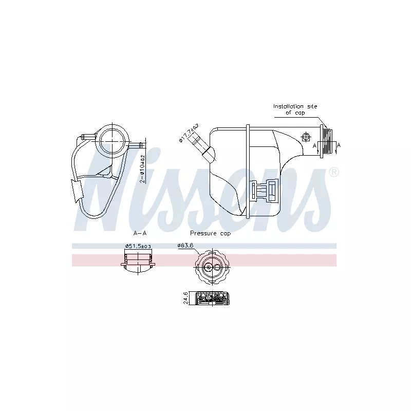 Vase d'expansion, liquide de refroidissement NISSENS 996355