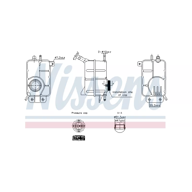 Vase d'expansion, liquide de refroidissement NISSENS 996356