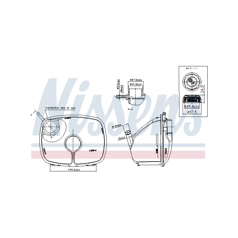 Vase d'expansion, liquide de refroidissement NISSENS 996370