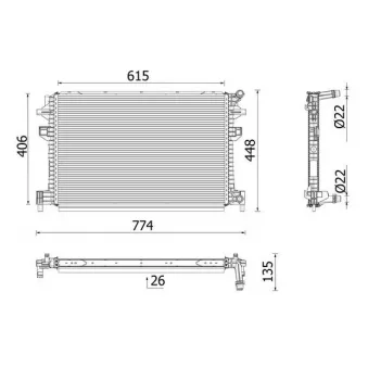 Radiateur, refroidissement du moteur MAHLE CR 959 001P