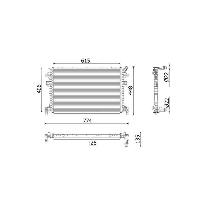 Radiateur, refroidissement du moteur MAHLE CR 959 001P